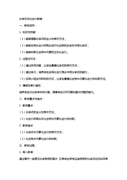 化学式与化合价教案
