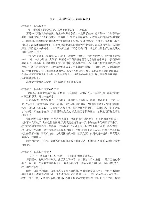 我是一只蚂蚁想象作文【精彩12篇】