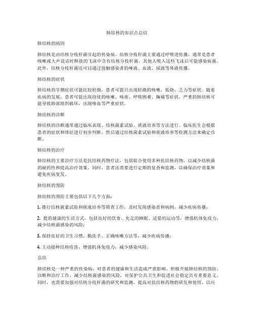 肺结核的知识点总结