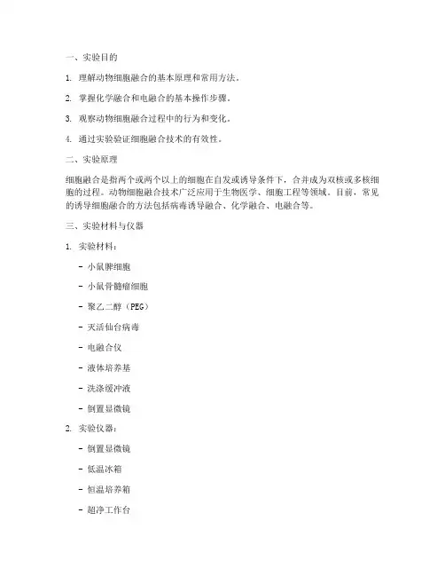 动物细胞融合实验报告