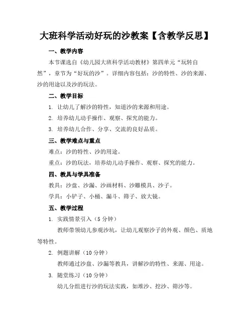 大班科学活动好玩的沙教案【含教学反思】
