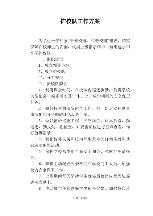 护校队工作方案