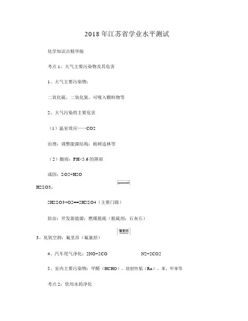 江苏化学小高中高考学习知识点学习背诵要点总结计划