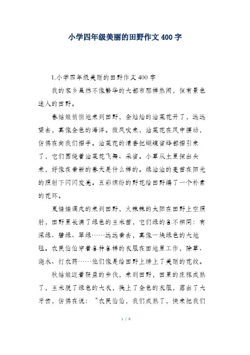小学四年级美丽的田野作文400字