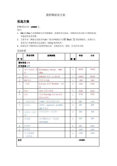 摄影棚建设方案详细