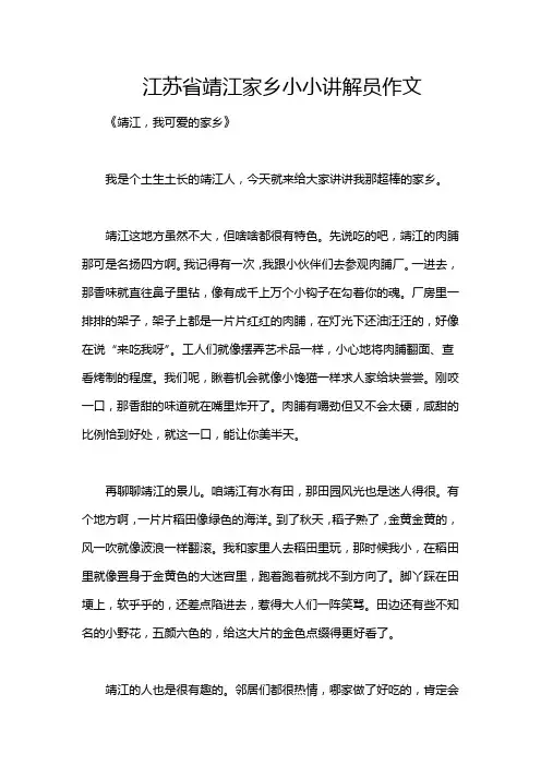 江苏省靖江家乡小小讲解员作文