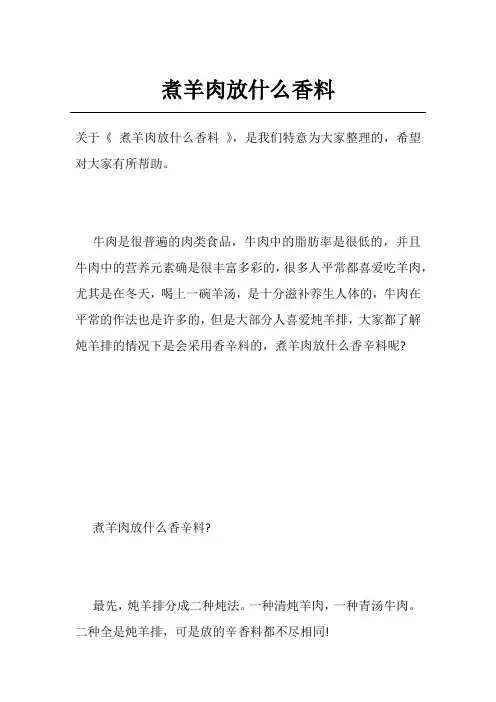 煮羊肉放什么香料