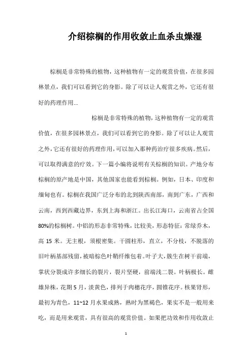 介绍棕榈的作用收敛止血杀虫燥湿