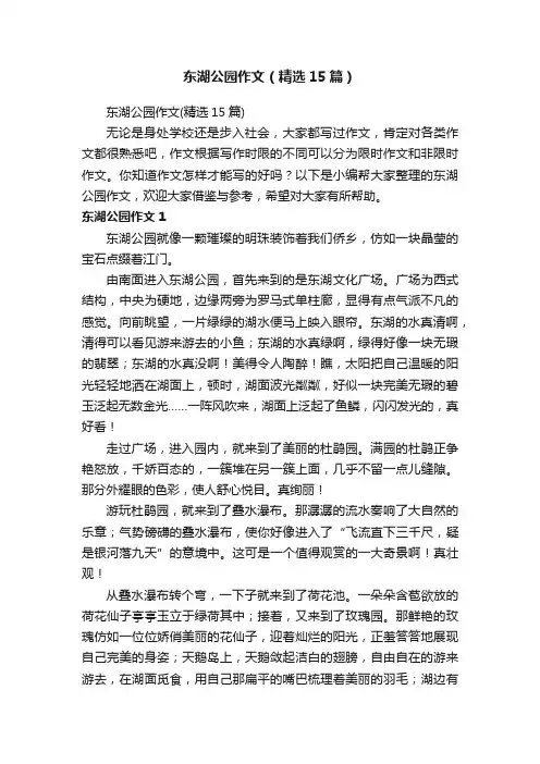 东湖公园作文（精选15篇）