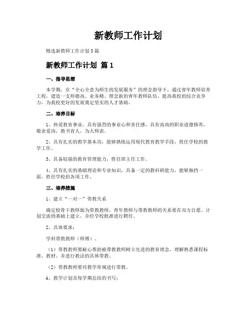 新教师工作计划