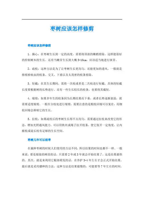 枣树应该怎样修剪