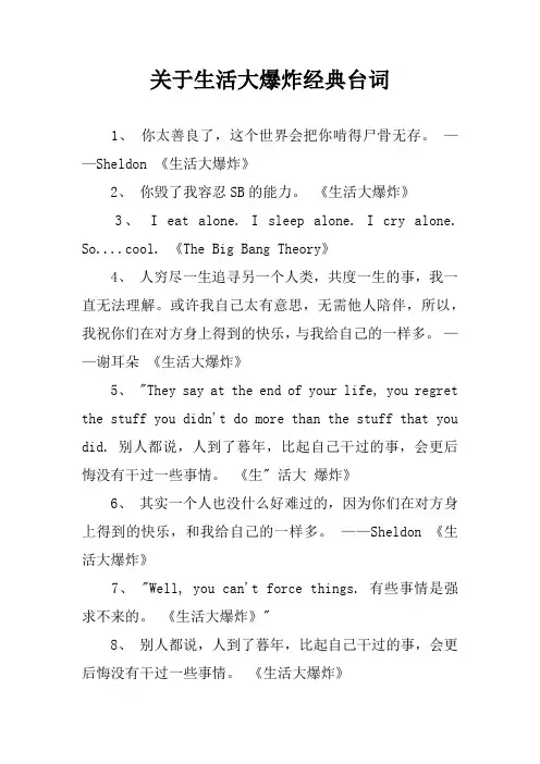 关于生活大爆炸经典台词