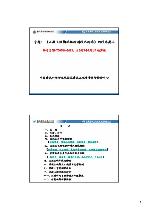 6 《混凝土结构现场检测技术标准》的技术要点