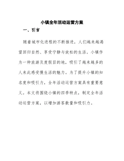 小镇全年活动运营方案