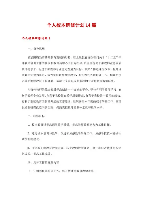 个人校本研修计划14篇