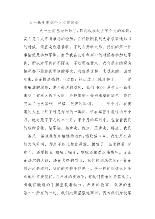 军训心得体会6