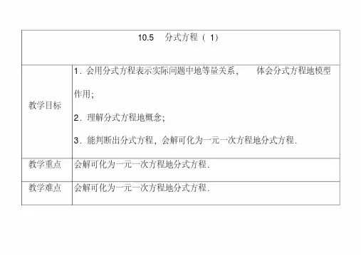 最新苏教版八年级数学下册10.5分式方程公开课优质教案(1)
