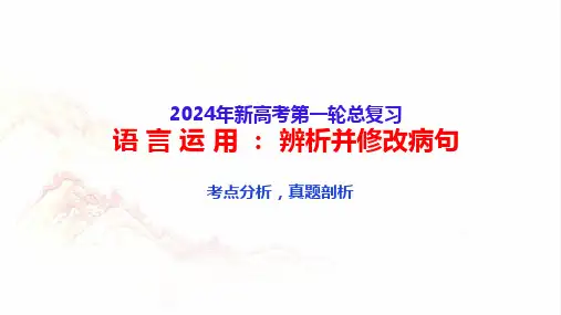 2024高考备考 语言运用辨析并修改病句(一) 考点与真题 2024年高考语