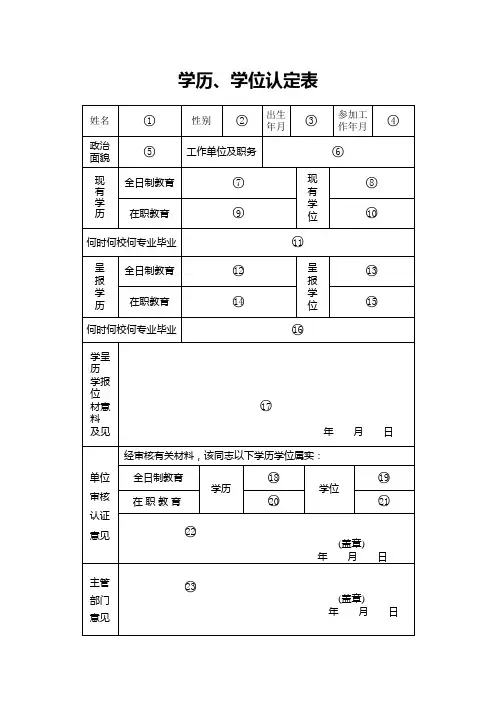 学历学位认定表填写规范