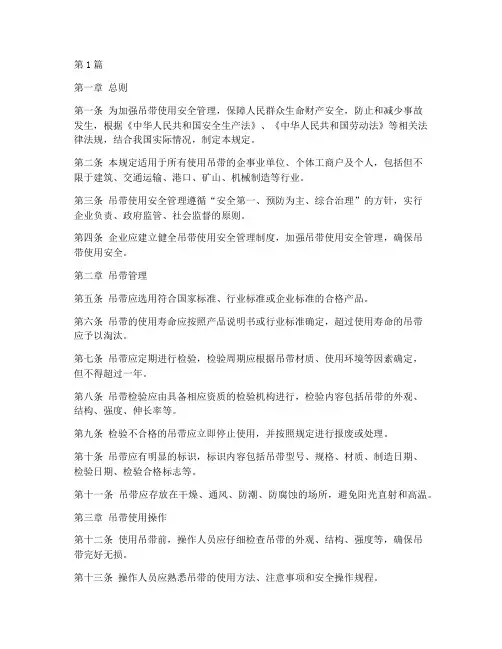 吊带使用安全管理规定(3篇)