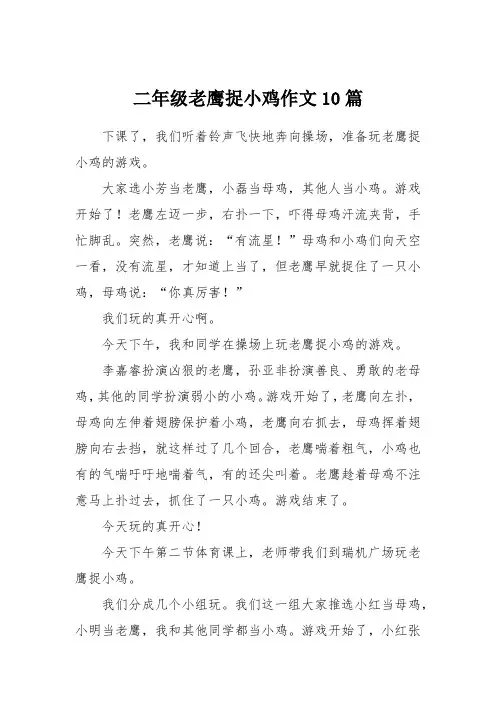二年级老鹰捉小鸡作文10篇