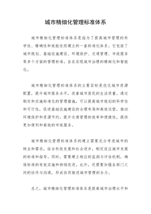 城市精细化管理标准体系