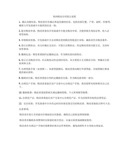郑州购房合同签订流程