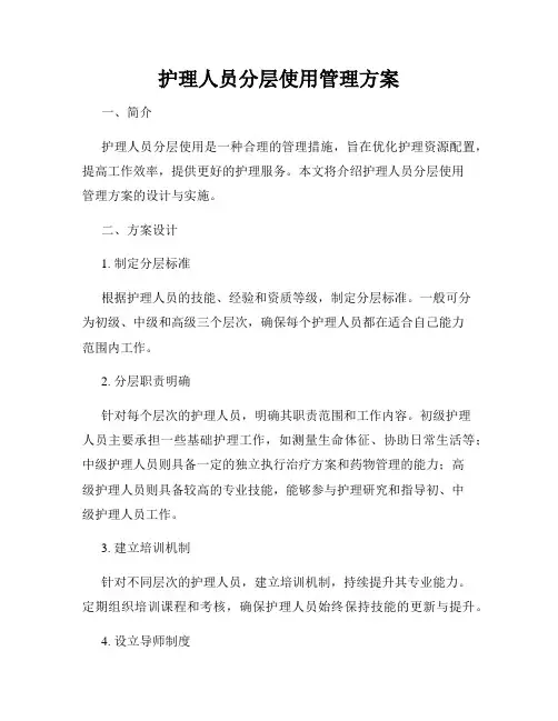 护理人员分层使用管理方案