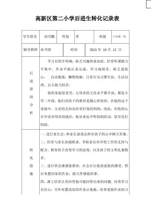 后进生转化表 (1)