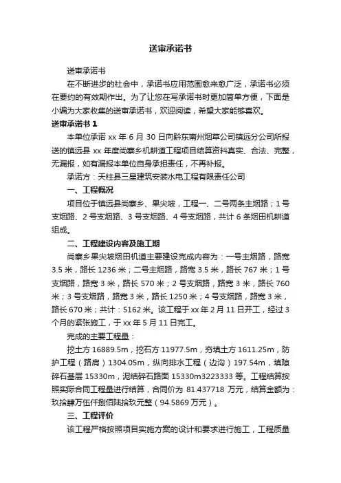 送审承诺书