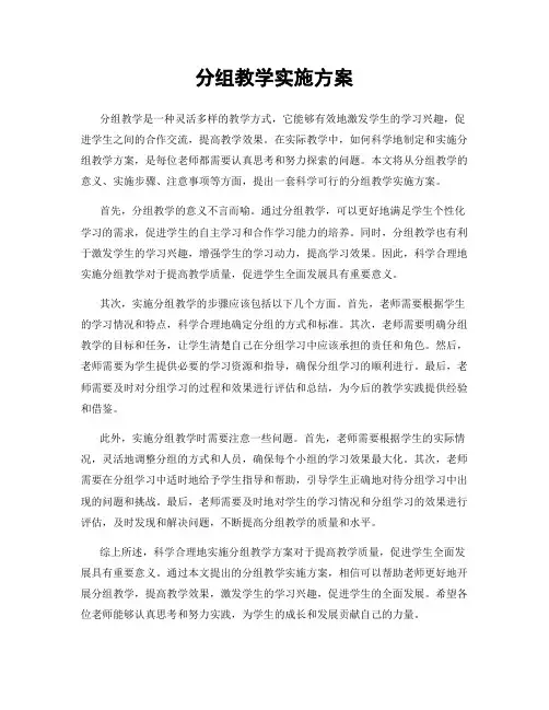 分组教学实施方案