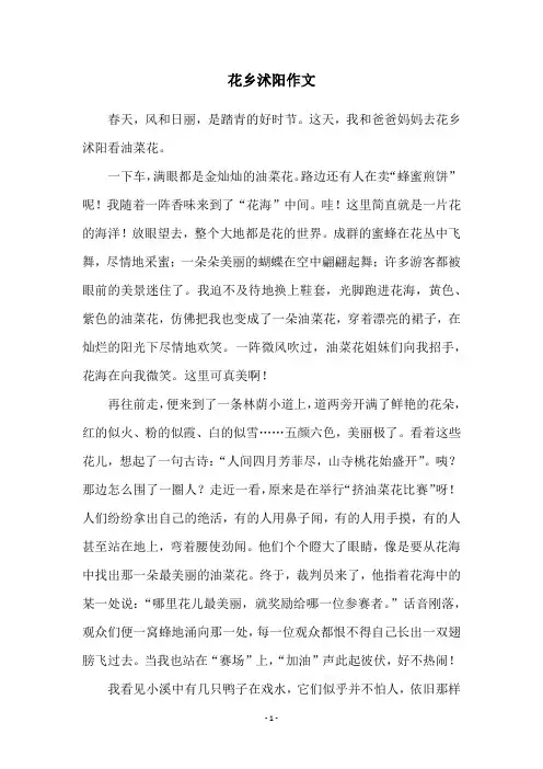 花乡沭阳作文