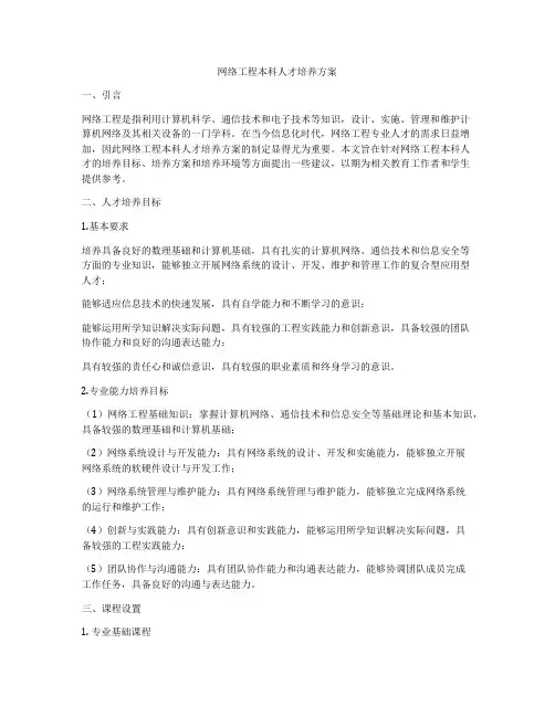 网络工程本科人才培养方案