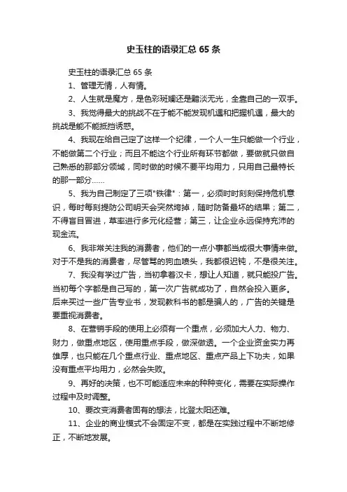 史玉柱的语录汇总65条