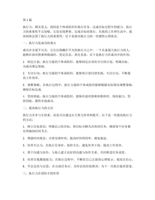 谈执行力感悟心得体会(3篇)