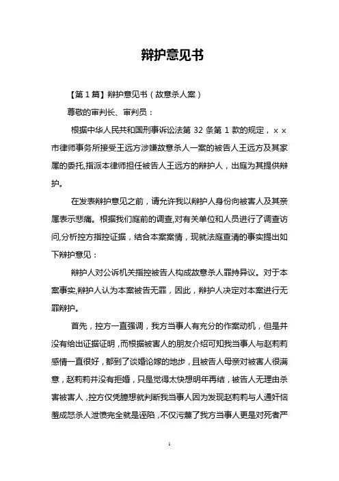 辩护意见书