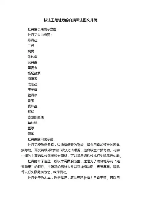 技法工笔牡丹的白描画法图文并茂