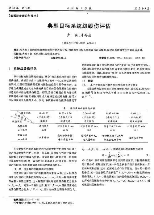 典型目标系统级毁伤评估