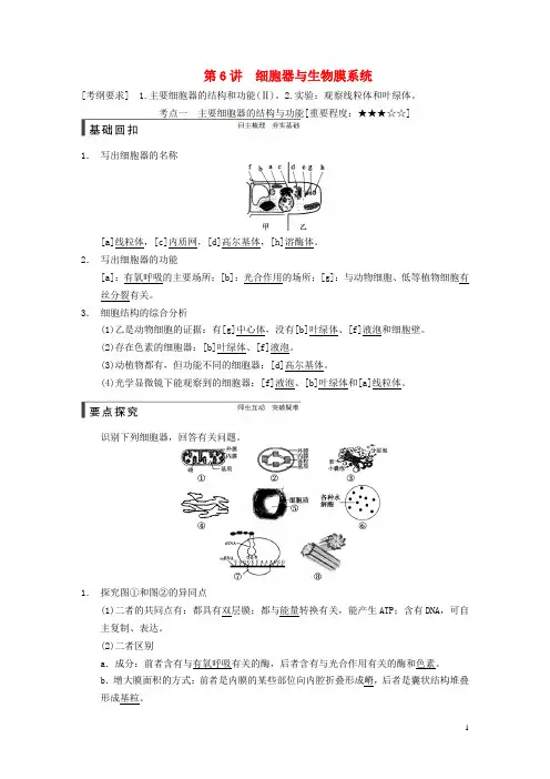 高考生物一轮总复习精品讲义 第6讲 细胞器与生物膜系统 新人教版