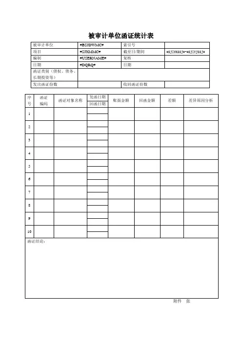 被审计单位函证统计表