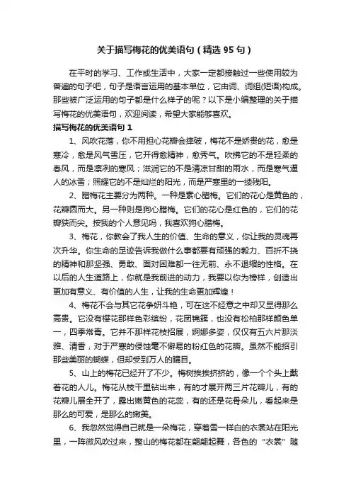 关于描写梅花的优美语句（精选95句）