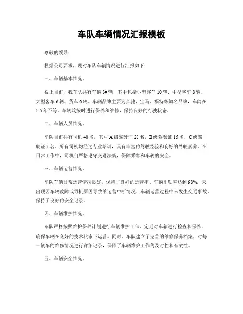 车队车辆情况汇报模板