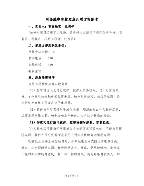 现场触电急救应急处理方案范本（二篇）