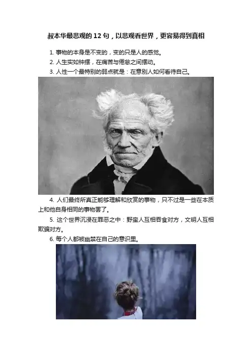 叔本华最悲观的12句，以悲观看世界，更容易得到真相