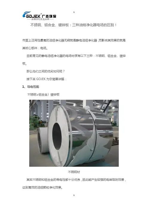 不锈钢、铝合金、镀锌板：三种油烟净化器电场的区别!