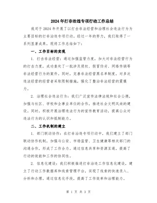 2024年打非治违专项行动工作总结
