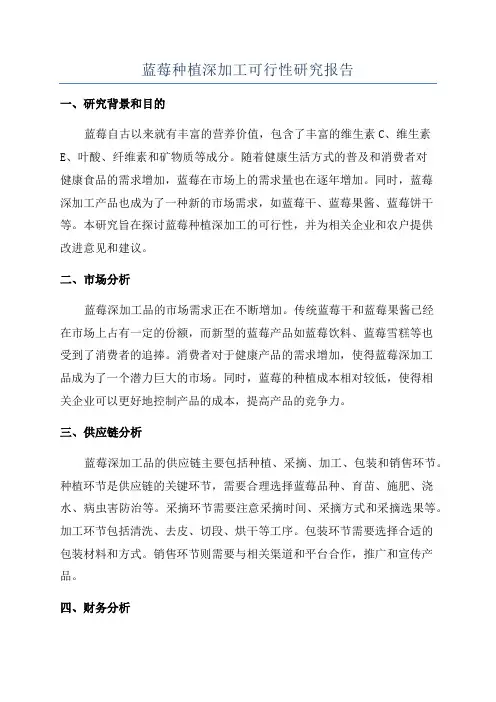 蓝莓种植深加工可行性研究报告