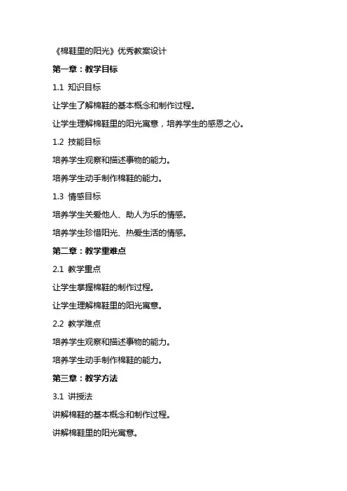 《棉鞋里的阳光》教案设计
