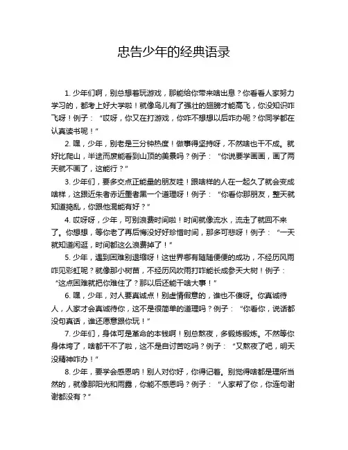 忠告少年的经典语录