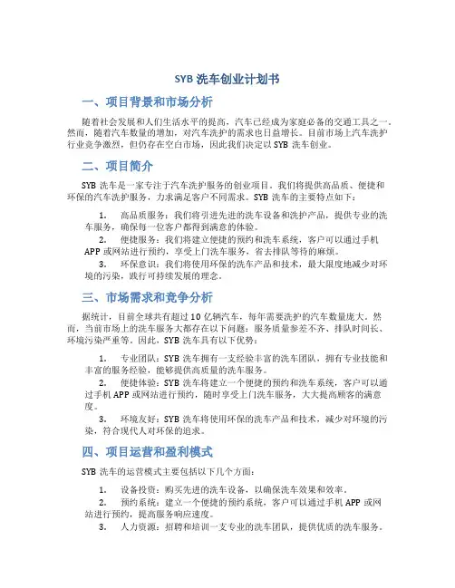 SYB洗车创业计划书